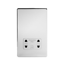 Polished Chrome 1 Gang Shaver Socket with white Insert