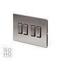 Soho Lighting Brushed Chrome 4 Gang 2 Way 10A Light Switch Blk Ins Screwless