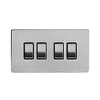Brushed Chrome 4 Gang Light Switch