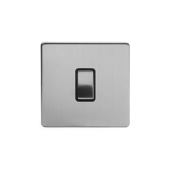 Soho Lighting Brushed Chrome 1 Gang Intermediate Switch Black Ins 10A Screwless