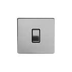 Brushed Chrome 1 Gang 20 Amp Switch with Black Insert