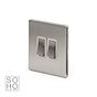 Soho Lighting Brushed Chrome 2 Gang 2 Way 10A Light Switch Wht Ins Screwless