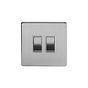 Soho Lighting Brushed Chrome 2 Gang 2 Way 10A Light Switch Wht Ins Screwless