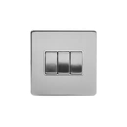 Brushed Chrome 3 Gang Light Switch