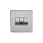 Soho Lighting Brushed Chrome 3 Gang 2 Way 10A Light Switch Wht Ins Screwless