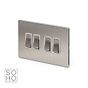 Soho Lighting Brushed Chrome 4 Gang 2 Way 10A Light Switch Wht Ins Screwless