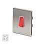 Soho Lighting Brushed Chrome 45A 1 Gang Double Pole Switch Single Plate Wht Ins Screwless