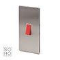 Soho Lighting Brushed Chrome 45A 1 Gang Double Pole Switch Double Plate Wht Ins Screwless