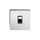 Polished Chrome Light Switches Black Inserts | 10A 1 Gang 2 Way Switch