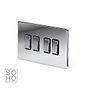 Soho Lighting Polished Chrome 4 Gang 2 Way 10A Light Switch Blk Ins Screwless