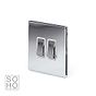 Soho Lighting Polished Chrome 2 Gang 2 Way 10A Light Switch Wht Ins Screwless