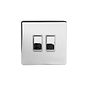 Soho Lighting Polished Chrome 2 Gang 2 Way 10A Light Switch Wht Ins Screwless