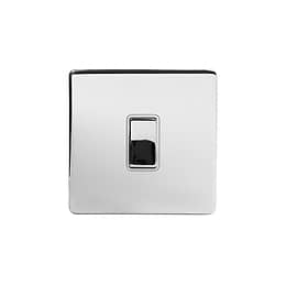Polished Chrome 1 Gang Intermediate Switch With White insert
