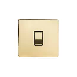 Soho Lighting Brushed Brass 1 Gang 2 Way 10A Light Switch Blk Ins Screwless