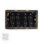 Soho Lighting Brushed Brass 4 Gang 2 Way 10A Light Switch Blk Ins Screwless