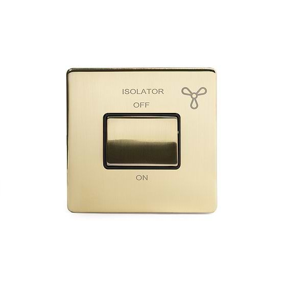 Soho Lighting Brushed Brass Extractor Fan Isolator Switch Black Ins Screwless