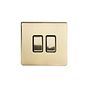 Soho Lighting Brushed Brass 2 Gang Intermediate Switch Black Ins 10A Screwless