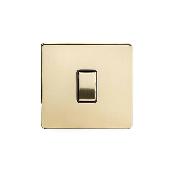 Soho Lighting Brushed Brass 1 Gang 20A Double Pole Switch Blk Ins Screwless