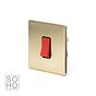 Soho Lighting Brushed Brass 45A 1 Gang Double Pole Switch Single Plate Blk Ins Screwless