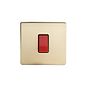 Soho Lighting Brushed Brass 45A 1 Gang Double Pole Switch Single Plate Blk Ins Screwless