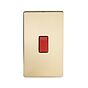 Soho Lighting Brushed Brass 45A 1 Gang Double Pole Switch Large Plate Blk Ins Screwless