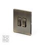 Soho Lighting Antique Brass 2 Gang Light Switch 2-Way 10A Black Inserts