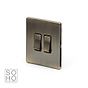 Soho Lighting Antique Brass 2 Gang Light Switch 2-Way 10A Black Inserts