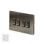 Soho Lighting Antique Brass 4 Gang 2 Way 10A Light Switch Blk Ins Screwless