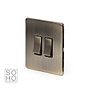 Soho Lighting Antique Brass 2 Gang Intermediate Switch Black Ins 10A Screwless