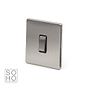 Soho Lighting Brushed Chrome 10A 1 Gang 2 Way Switch with Black Insert Screwless