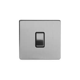 Brushed Chrome 10A 1 Gang 2 Way Switch with Black Insert