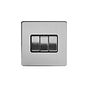 Soho Lighting Brushed Chrome 3 Gang Intermediate Switch BLK Insert Screwless