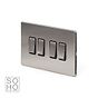 Soho Lighting Brushed Chrome 4 Gang Intermediate switch Blk Insert Screwless