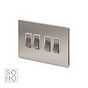 Soho Lighting Brushed Chrome 4 Gang Intermediate switch Wht Ins Screwless