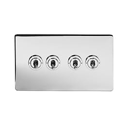 Polished Chrome 4 Gang 2 Way Toggle Switch