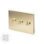 Soho Lighting Brushed Brass 3 Gang 2 Way Toggle Switch Screwless