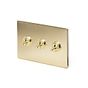 Soho Lighting Brushed Brass 3 Gang Intermediate Toggle Switch Screwless