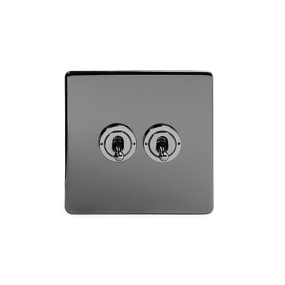 Soho Lighting Black Nickel 2 Gang 2 Way Toggle Switch Screwless