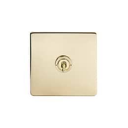 Soho Lighting Brushed Brass 1 Gang  Intermediate Toggle Switch Screwless