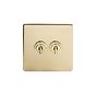 Soho Lighting Brushed Brass 2 Gang Intermediate Toggle Switch Screwless