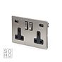 Soho Lighting Brushed Chrome 2 Gang 13A SP Socket with 2 x USB-A 3.1A