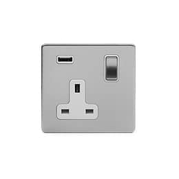 Chrome Single USB Socket