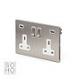 Soho Lighting Brushed Chrome 2 Gang 13A SP Socket with 2 x USB-A 3.1A