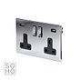 Soho Lighting Polished Chrome 2 Gang 13A SP Socket with 2 x USB-A 3.1A