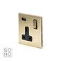 Soho Lighting Brushed Brass 1 Gang 13A DP Socket with USB-A 2.1A