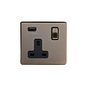 Soho Lighting Antique Brass 1 Gang 13A DP Socket with USB-A 2.1A