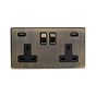 Antique Brass 2 gang usb socket screwless