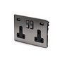 Soho Lighting Brushed Chrome 2 Gang 13A DP Socket with 2 x USB-A 4.8A