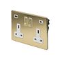 Soho Lighting Brushed Brass 2 Gang USB A + C Socket (13A Socket + 2 USB Ports A+C 3.1A) 