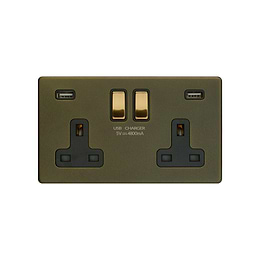 Bronze and Brass Bulkhead USB Socke
